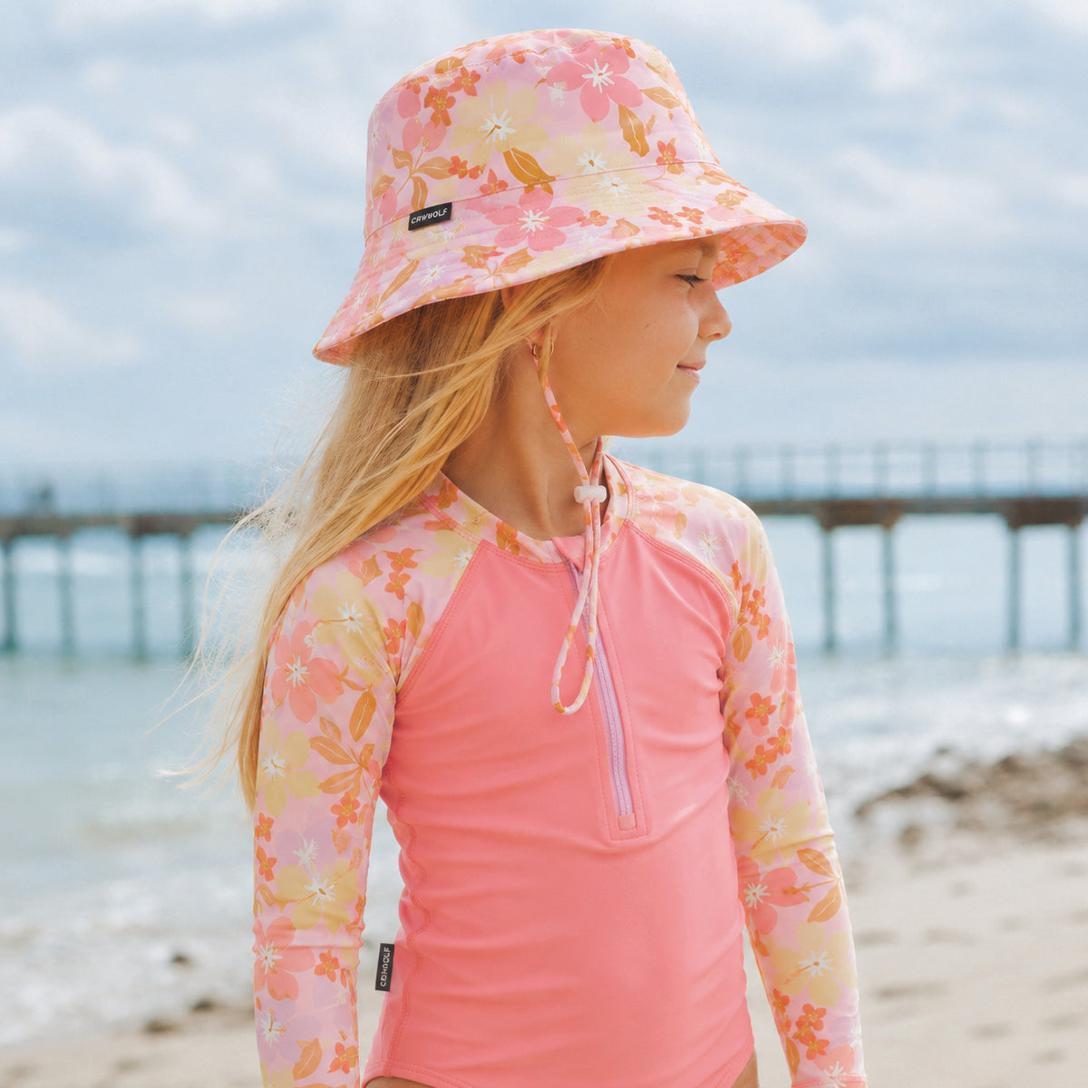 Crywolf Swim Bucket Hat in Hibiscus Daze