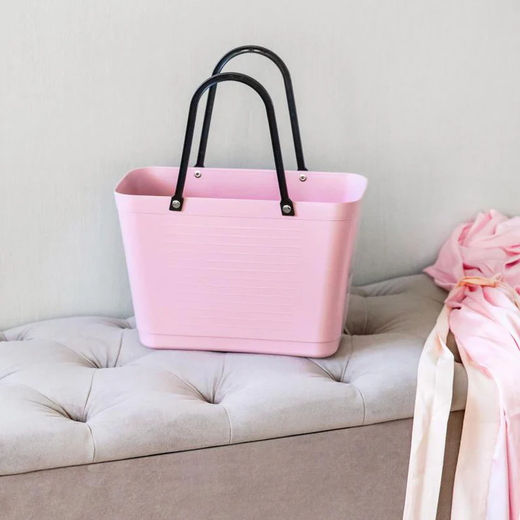 Small Dusty Pink Hinza Bag - Green Plastic