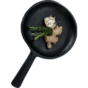 Organic Teak Round Platter with Handle - Black