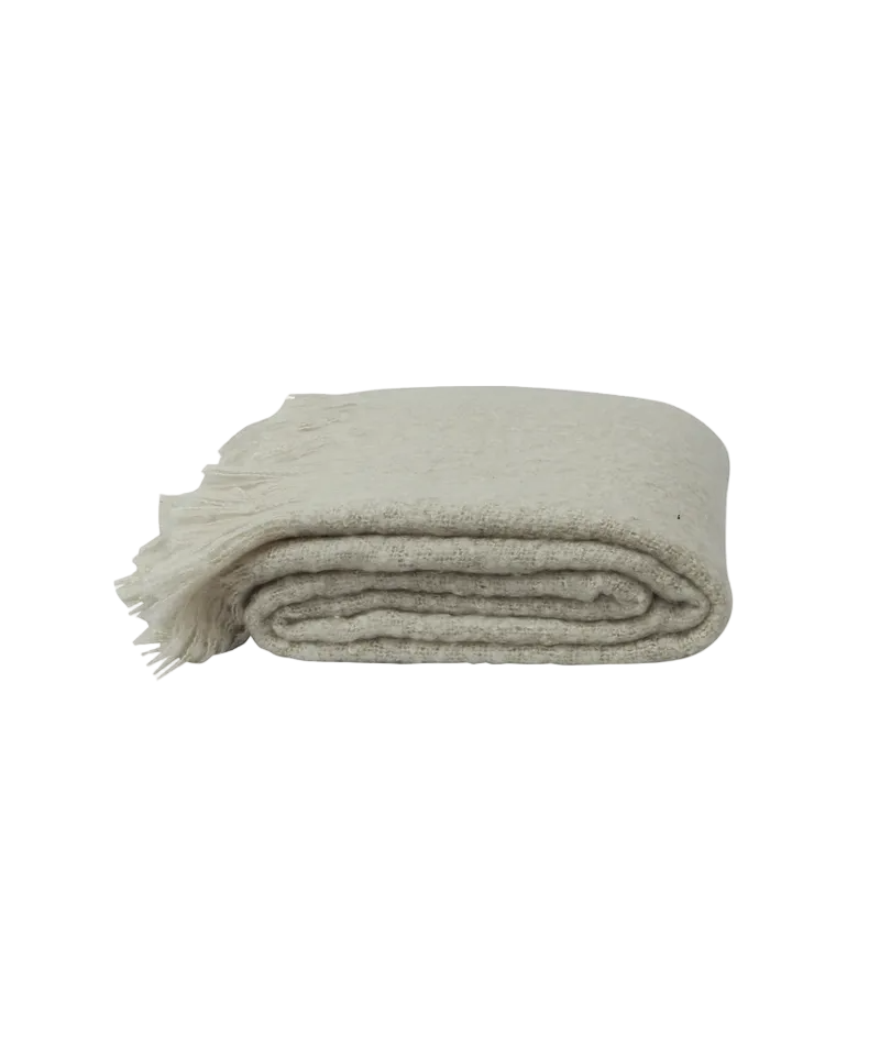 Folded light gray blanket on a white background