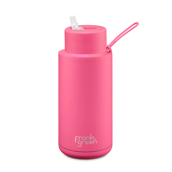 Frank Green 34oz Straw Bottle - Neon Pink | Avisons NZ