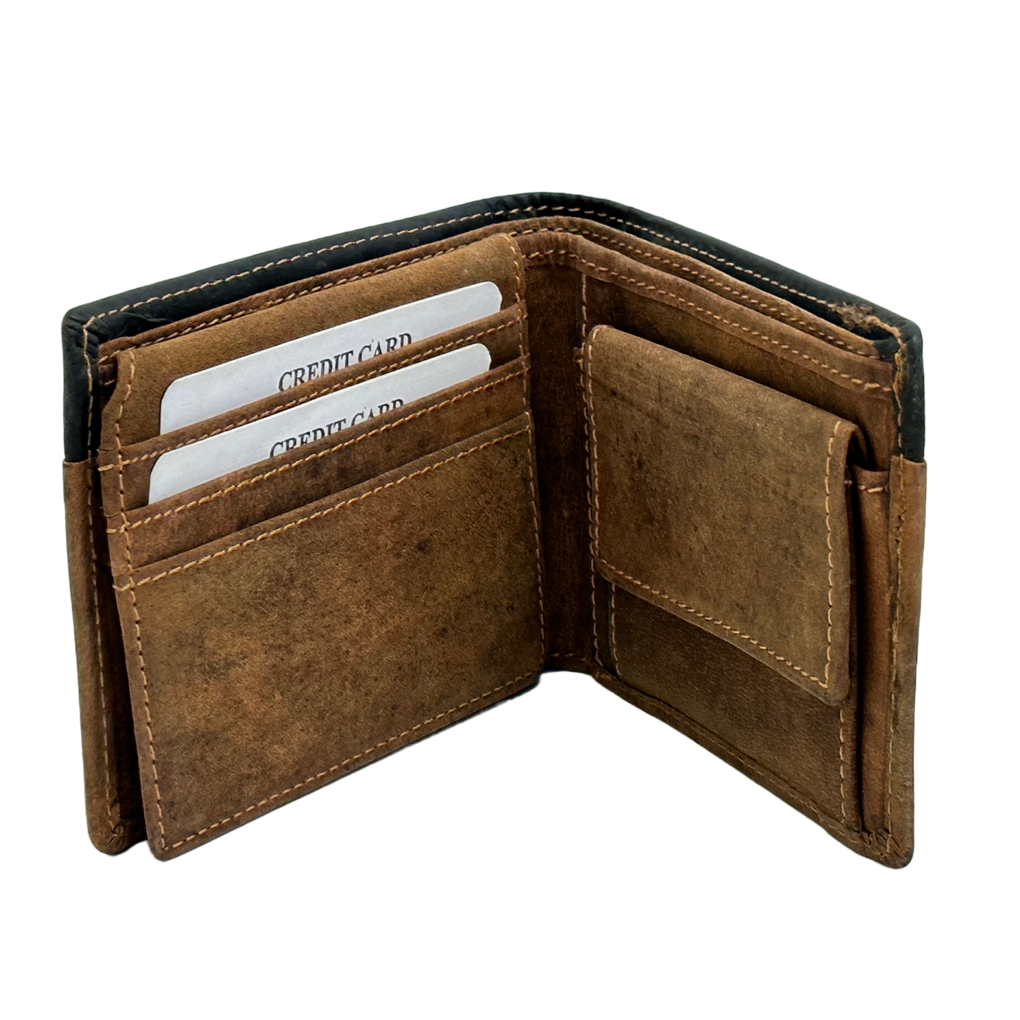 Two Tone Rustic Wallet - Brown