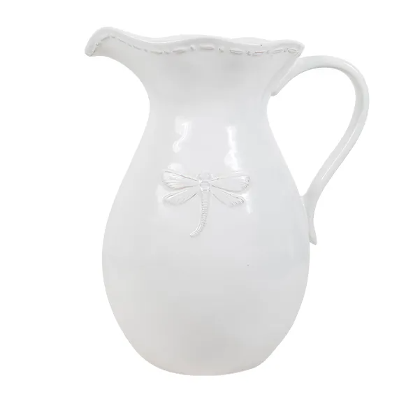 Dragonfly Stoneware White Jug - Large