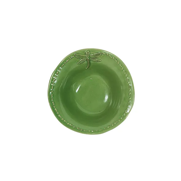 Dragonfly Stoneware Green Salt Bowl | French Country | Avisons