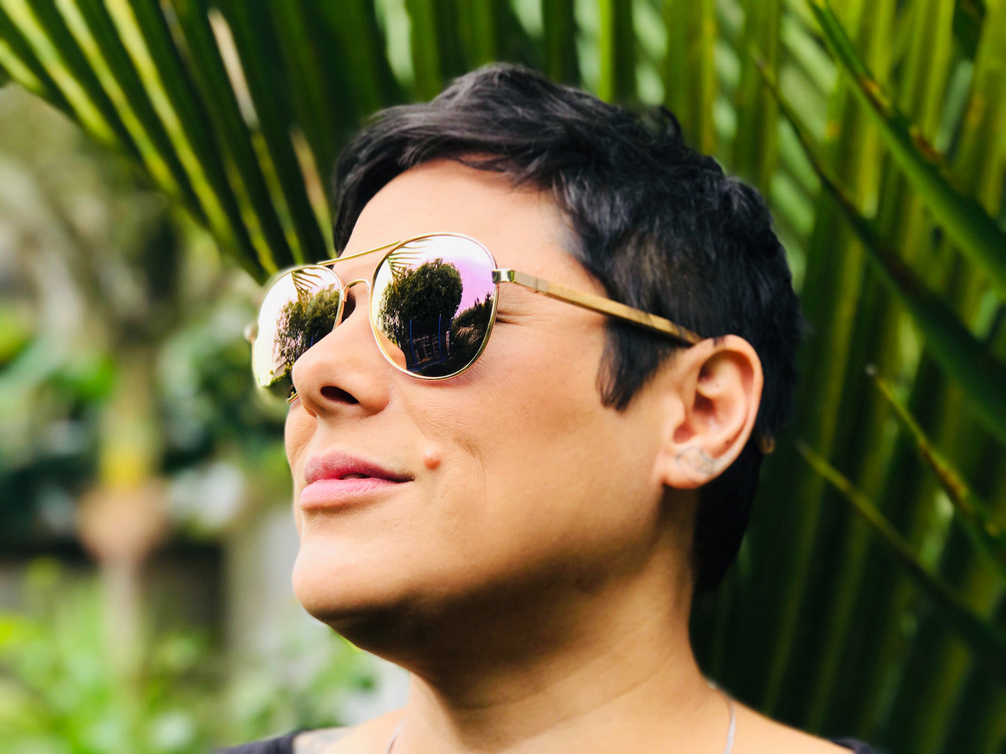 Moana Road - Aviator Sunglasses with Pink Reflective Lens