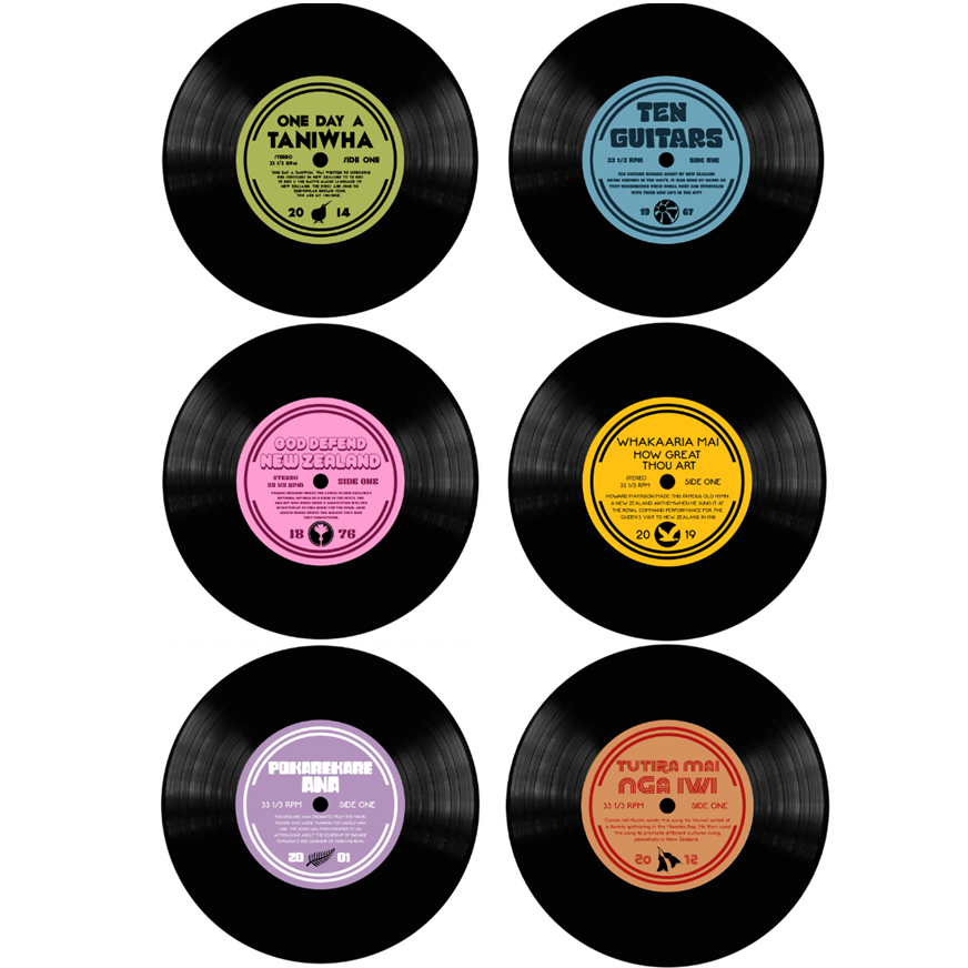 Glass Kiwi Record Coasters | Moana Road NZ