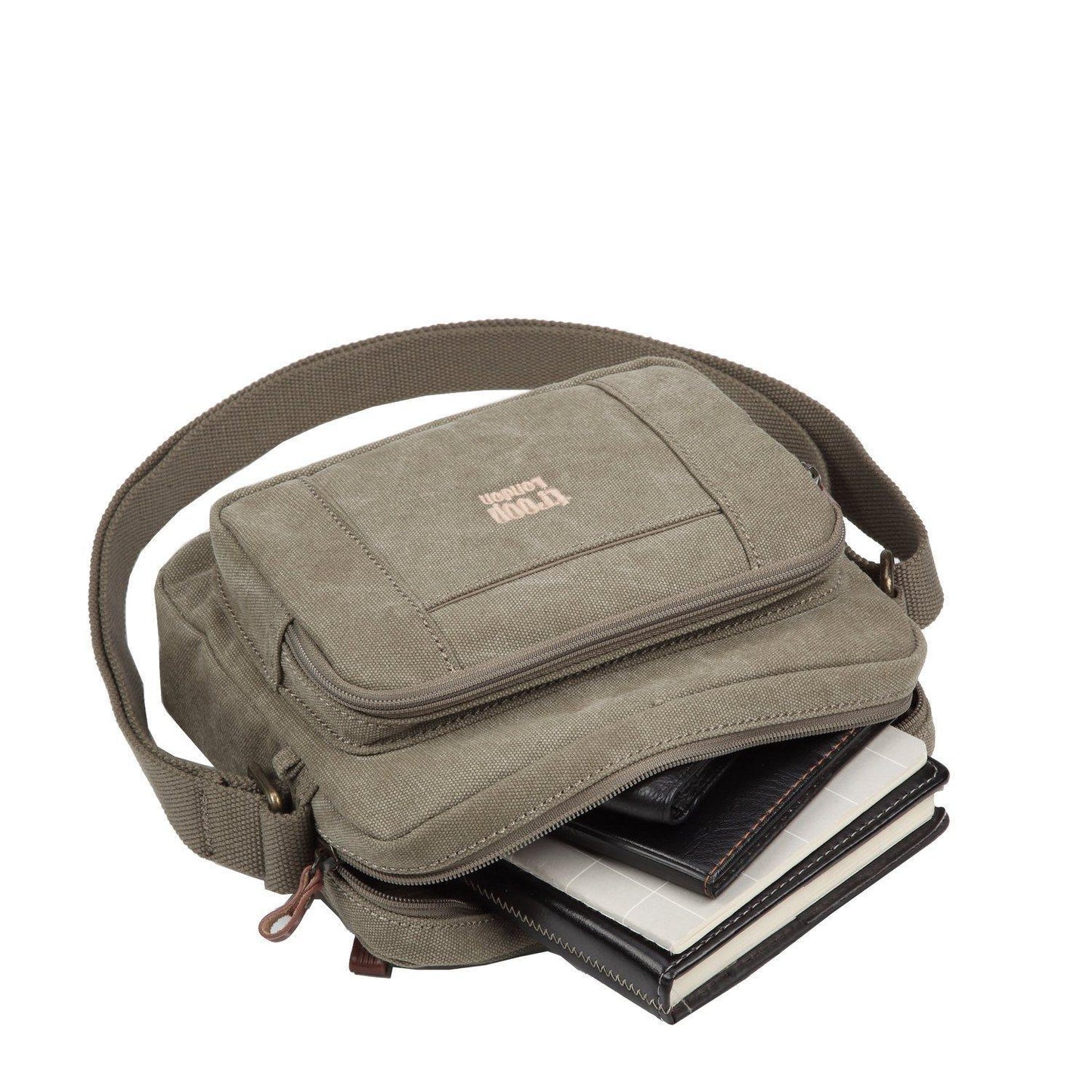 Classic Zip Top Small Satchel - Khaki | Troop London NZ
