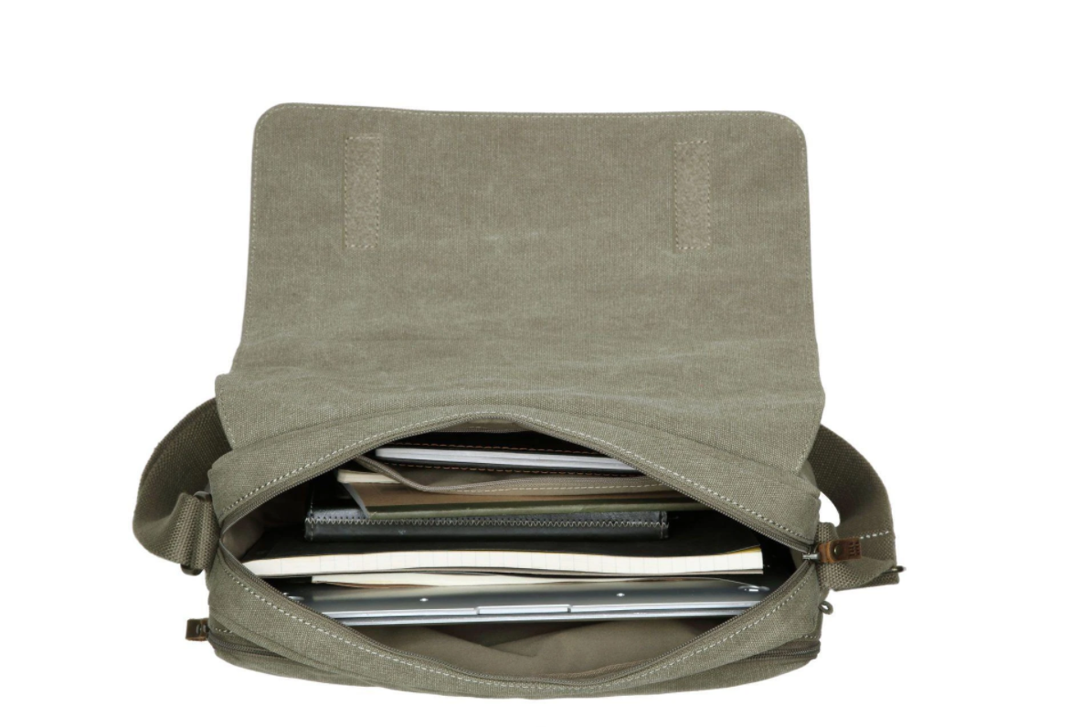 Classic Canvas Messenger Bag - Khaki