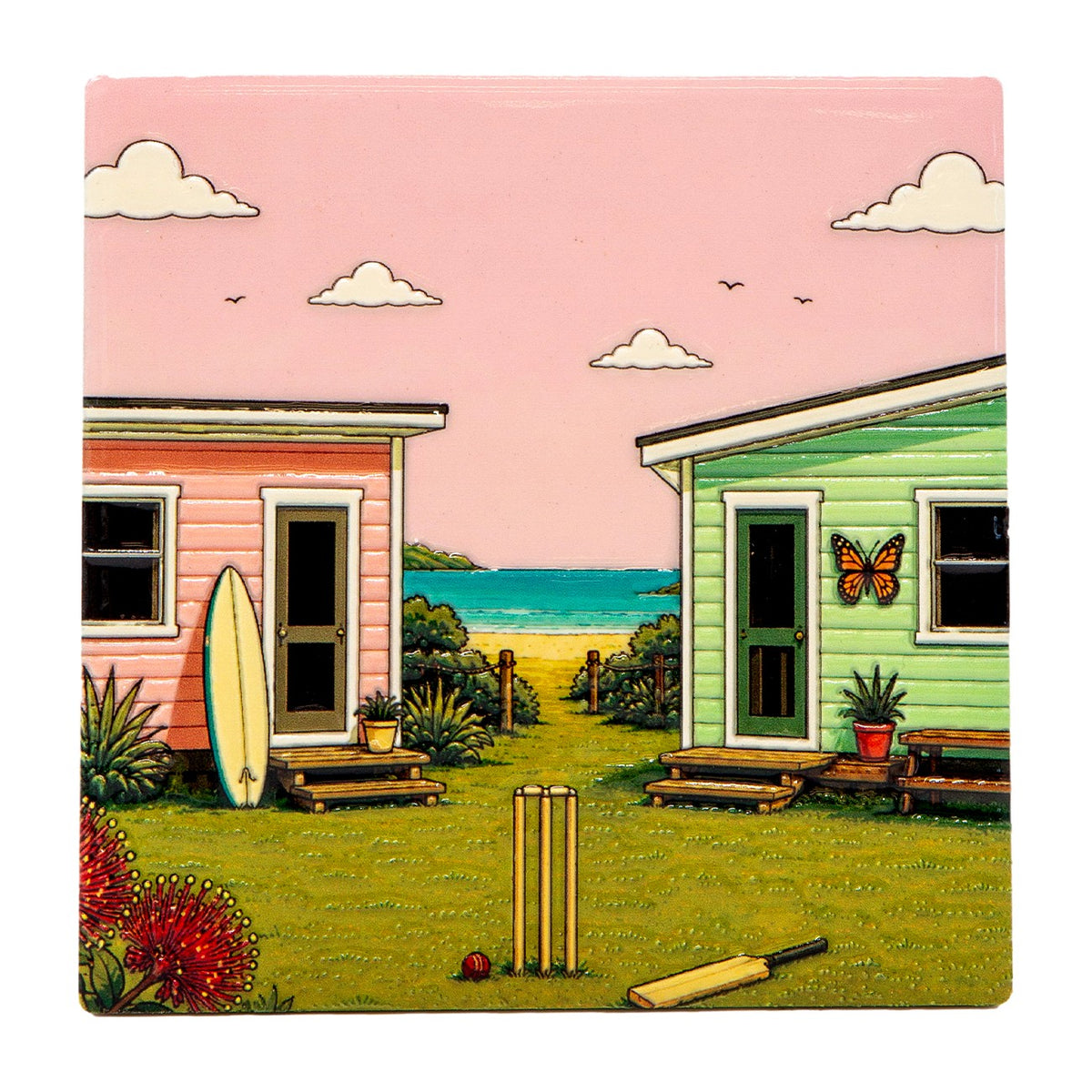 Moana Road Ceramic Coaster - Kiwi Summer
