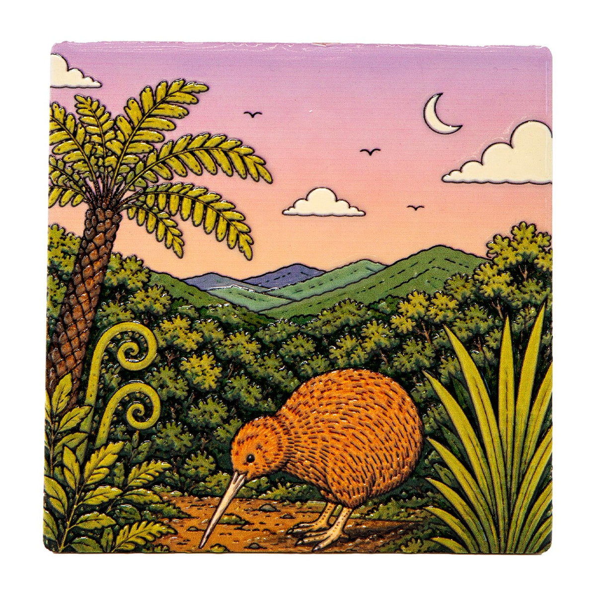 Moana Road Ceramic Coaster - Kiwi