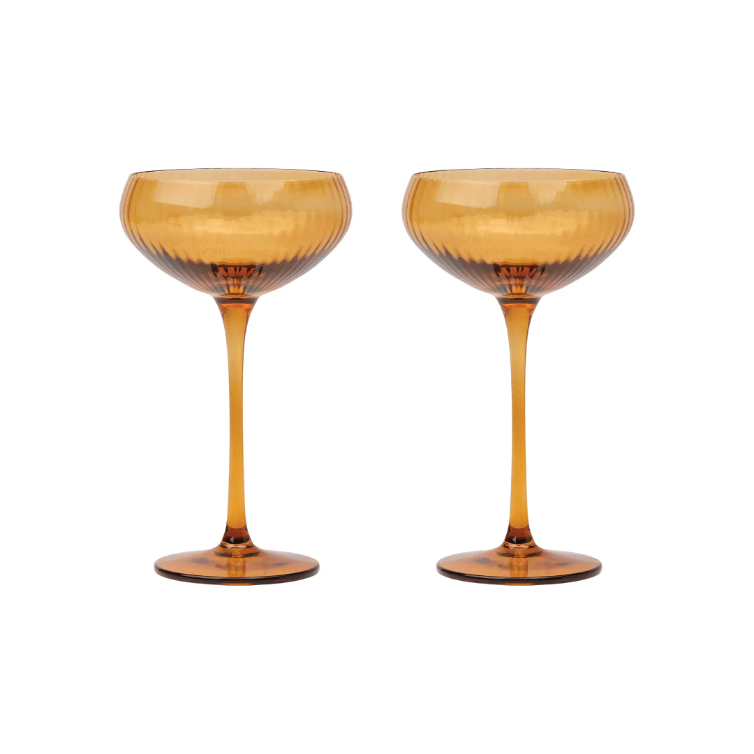 Here's How - The Lou Coupe Glass Set - Amber