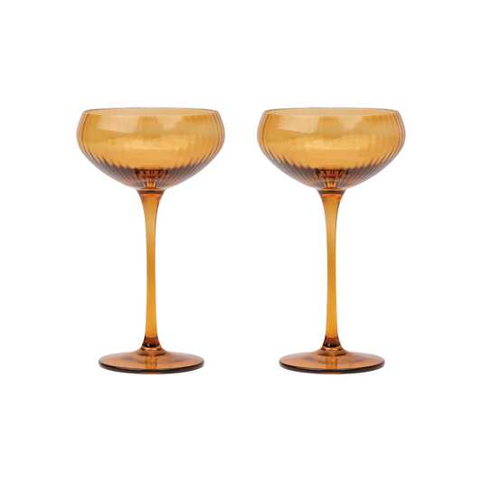 Here's How - The Lou Coupe Glass Set - Amber