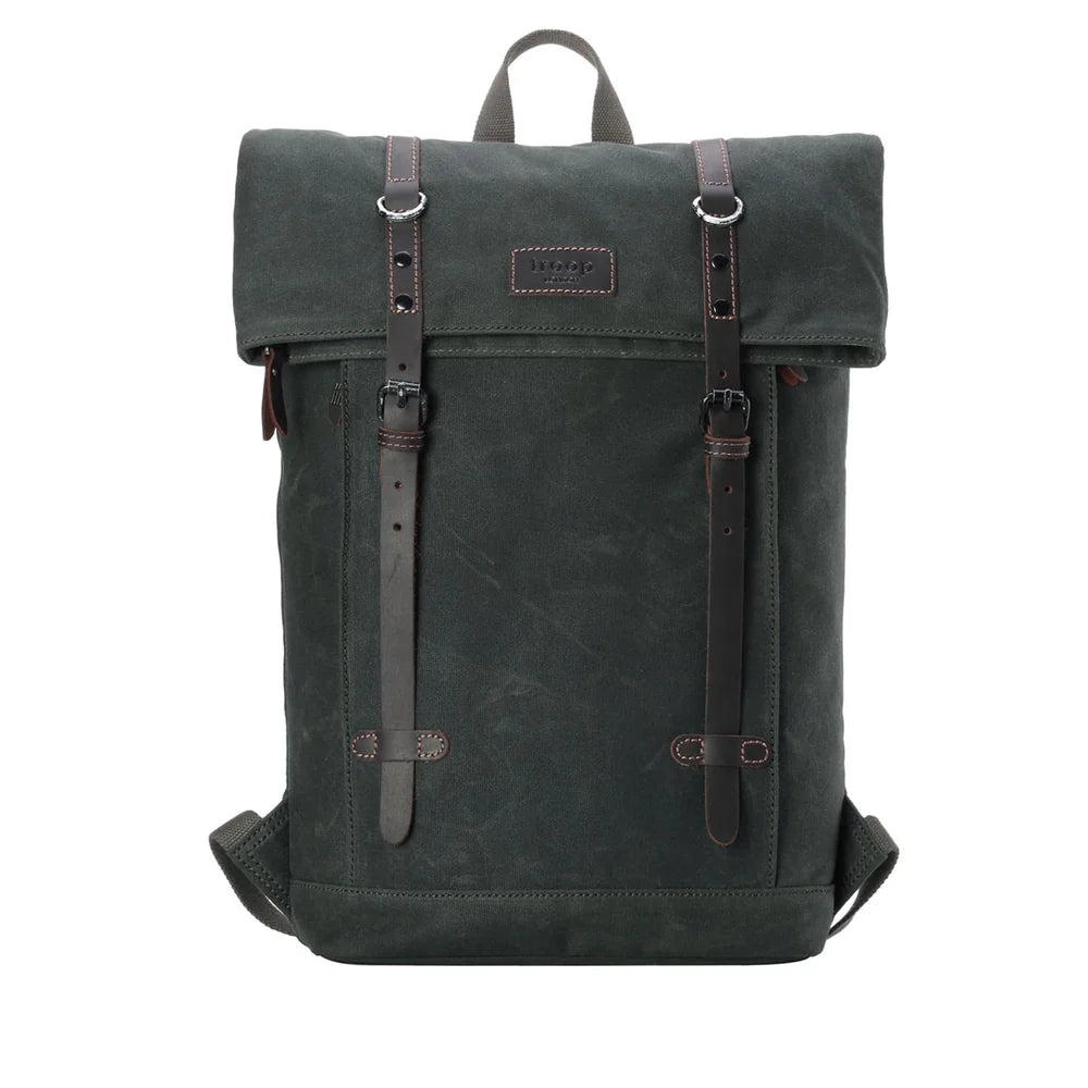 Troop Edison Waxed Canvas Backpack - Dark Green