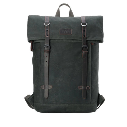 Troop Edison Waxed Canvas Backpack - Dark Green