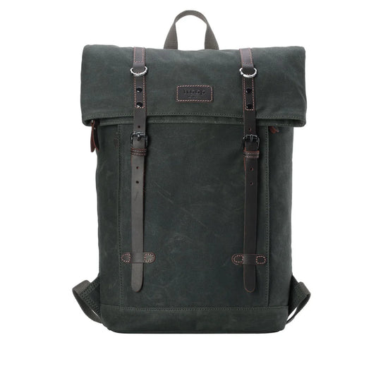 Edison Waxed Canvas Backpack - Dark Green