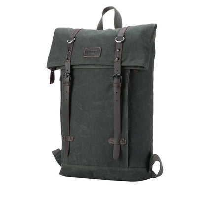 Troop Edison Waxed Canvas Backpack - Dark Green
