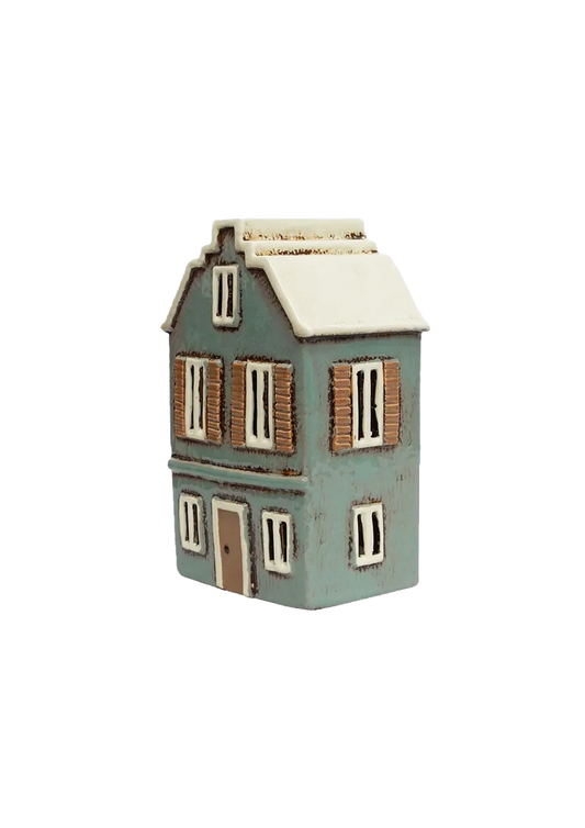 Alsace Tea Light House with Shutters  - Blue | French Country