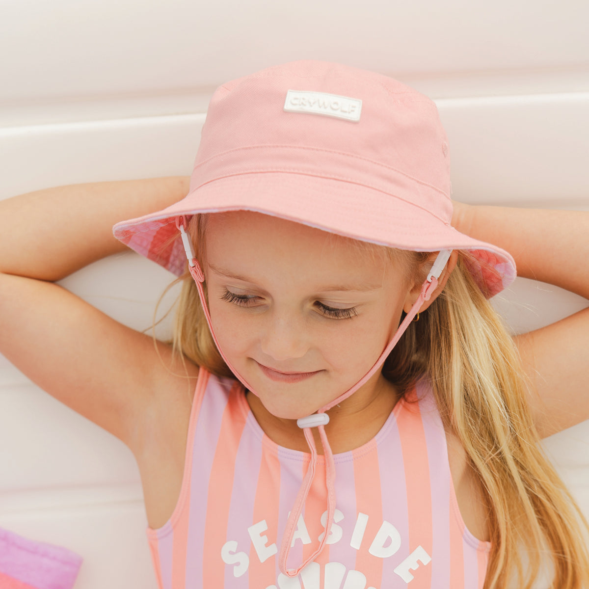 Crywolf Reversible Bucket Hat in Flamingo Stripe
