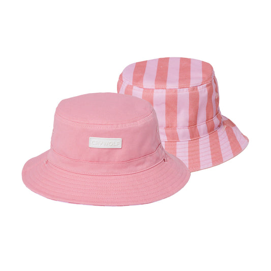 Crywolf Reversible Bucket Hat in Flamingo Stripe