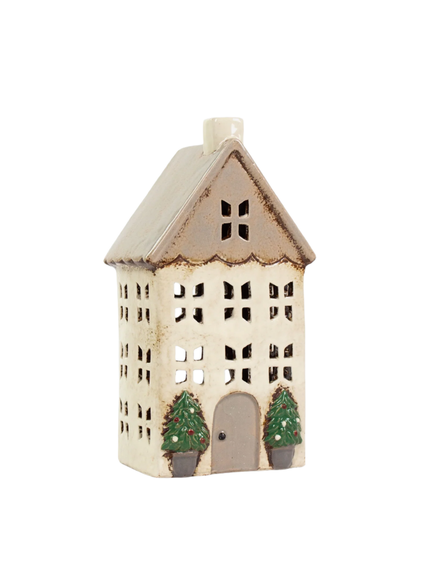 Christmas Tea Light House - Medium Stone with Pots