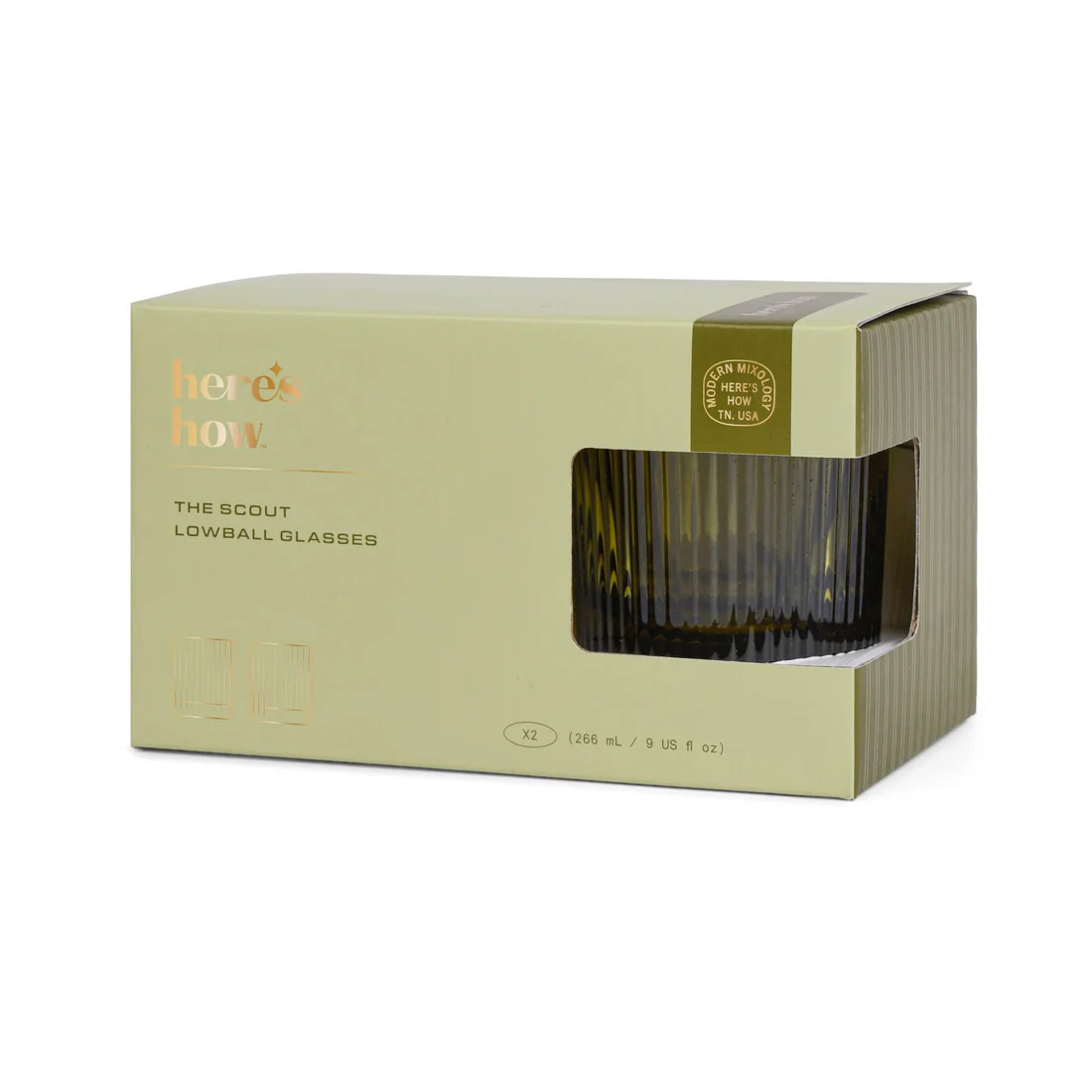 Here's How - The Scout Lowball Glass Set - Olive