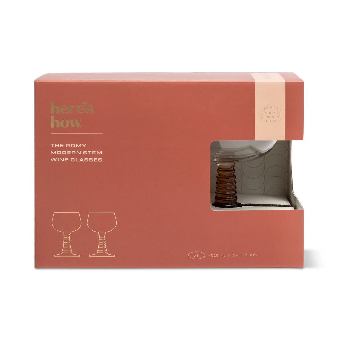 Here's How - The Romy Wine Glass Set - Amber