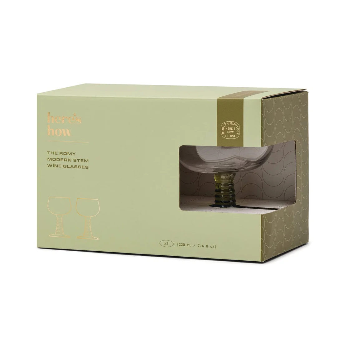 Here's How - The Romy Wine Glass Set - Olive