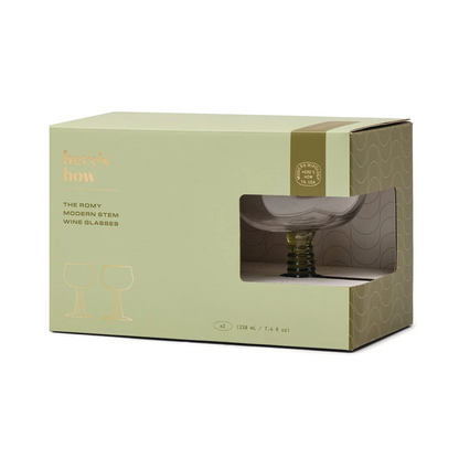 Here's How - The Romy Wine Glass Set - Olive