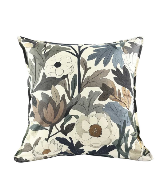 Floral patterned pillow on a white background