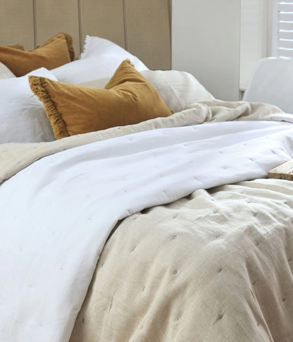 Laundered Linen Bedspread Set - Natural