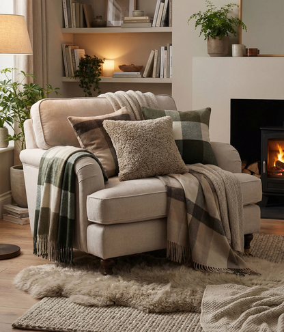 NZ Short Wool Sheepskin Cushion - Walnut