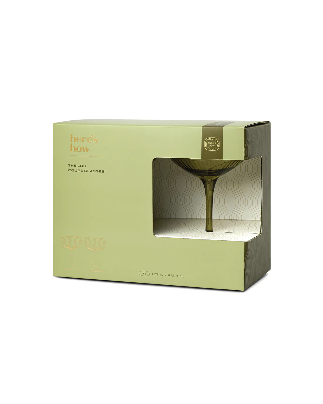 Here's How - The Lou Coupe Glass Set - Olive