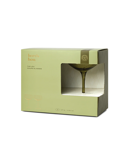Here's How - The Lou Coupe Glass Set - Olive