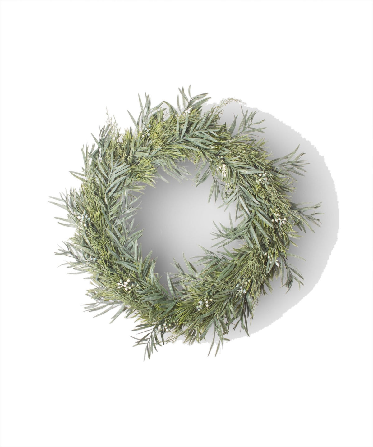 French Country Mixed Silver Green Wreath 40cm