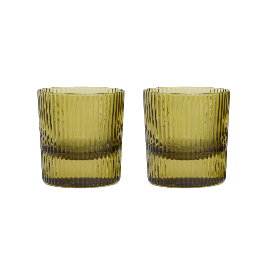 Here's How - The Scout Lowball Glass Set - Olive