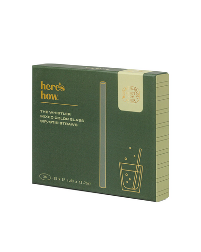 Here's How - The Whistler Coloured Glass Sip/Stir Straws - Set of 6