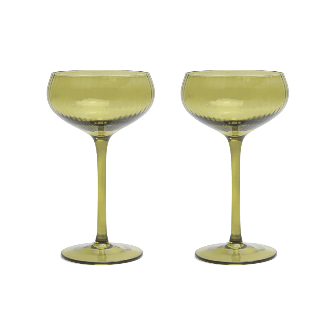 Here's How - The Lou Coupe Glass Set - Olive