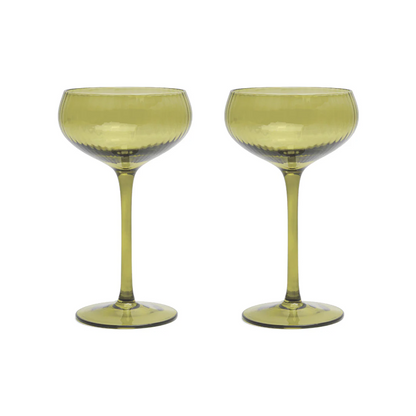 Here's How - The Lou Coupe Glass Set - Olive