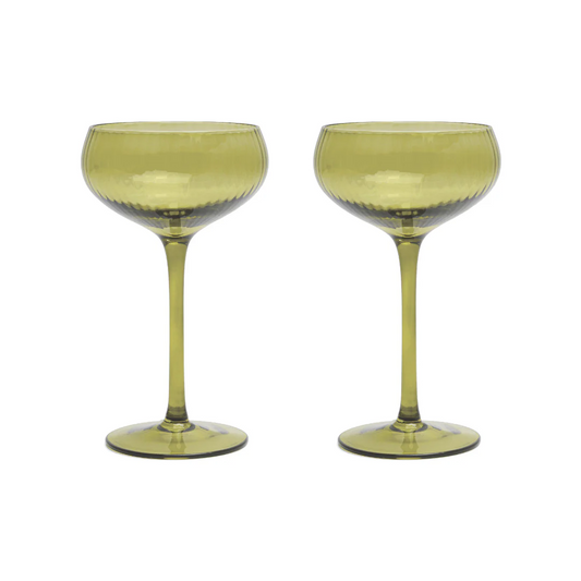 Here's How - The Lou Coupe Glass Set - Olive