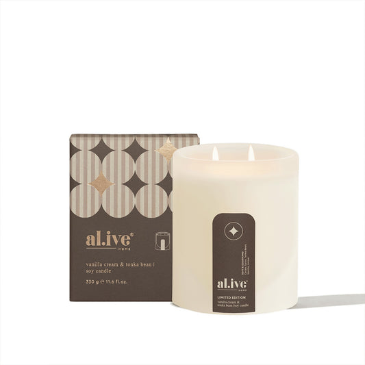 al.ive Body Soy Candle - Vanilla Cream and Tonka Bean