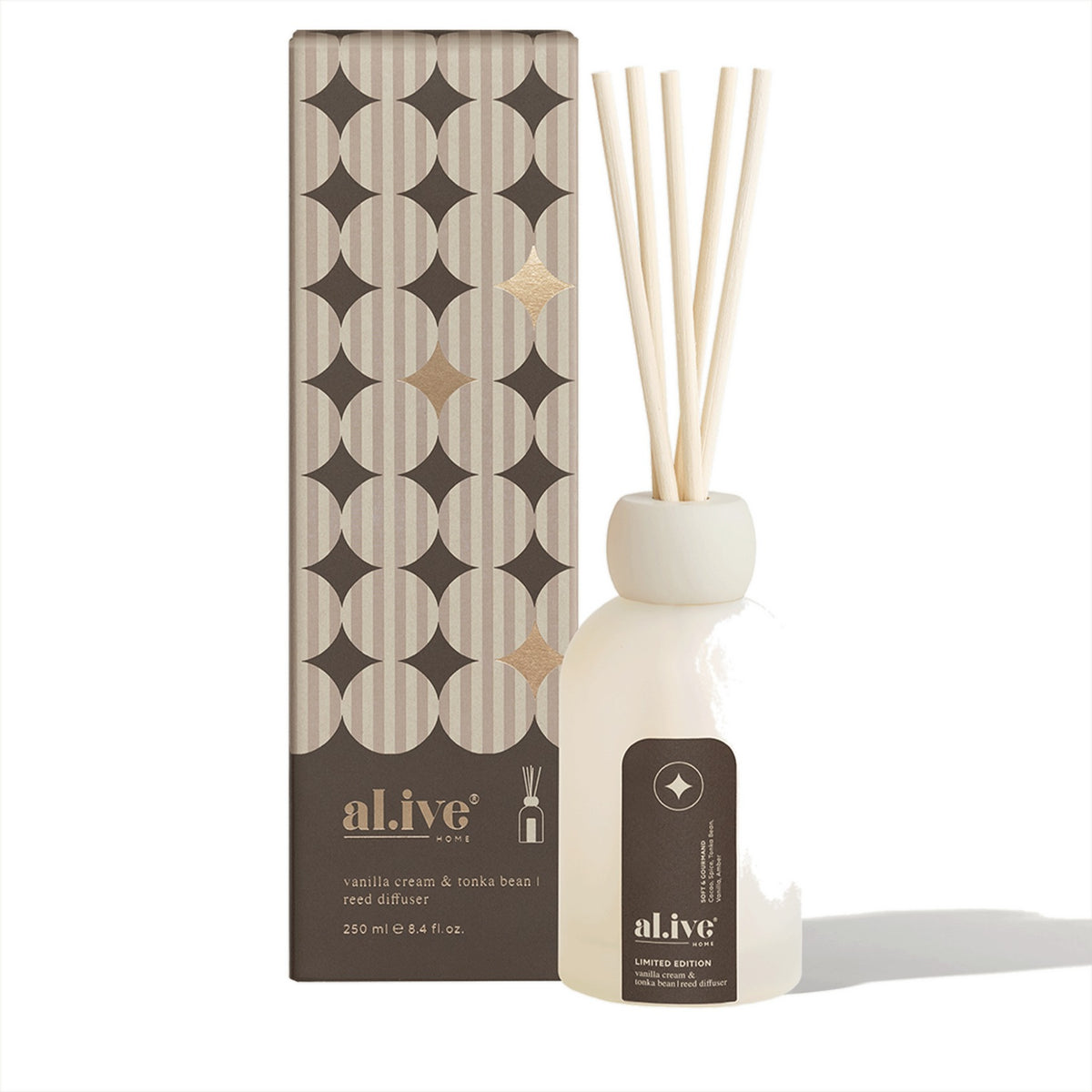 al.ive Body Reed Diffuser - Vanilla Cream and Tonka Bean