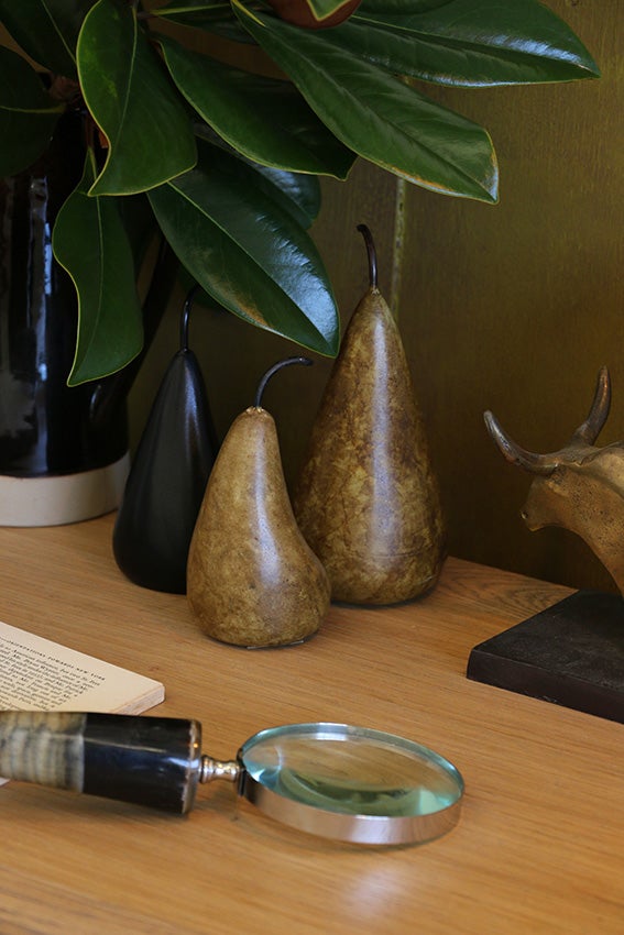 CC Interiors Medium Marble Decorative Pear - Golden Brown