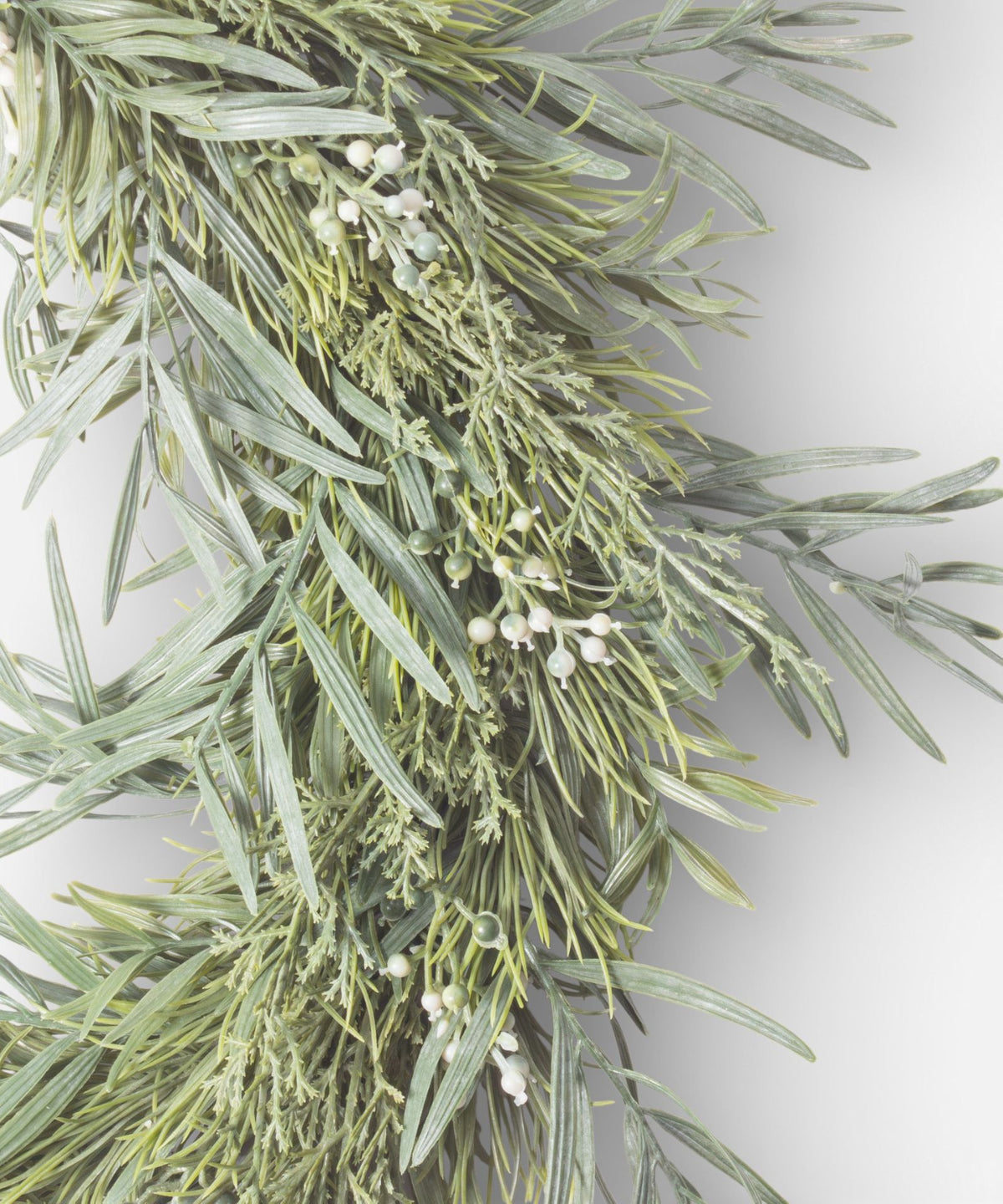 French Country Mixed Silver Green Wreath 40cm