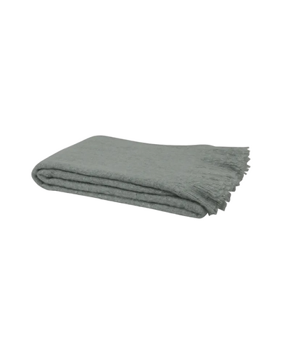 Folded gray blanket on a white background