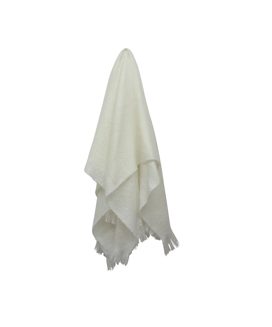 White towel with fringes on a white background