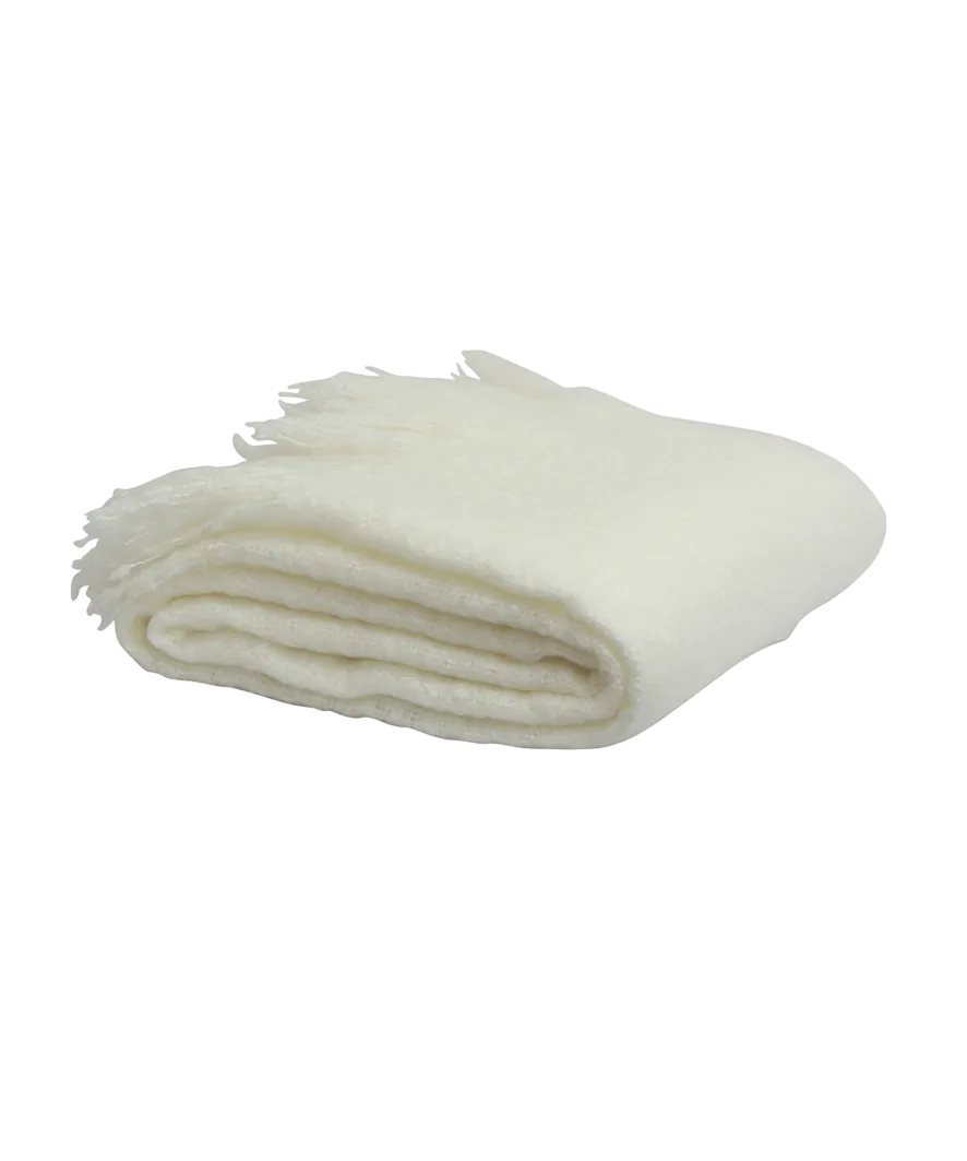 Folded white blanket on a white background