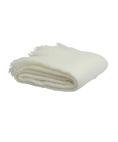 Folded white blanket on a white background