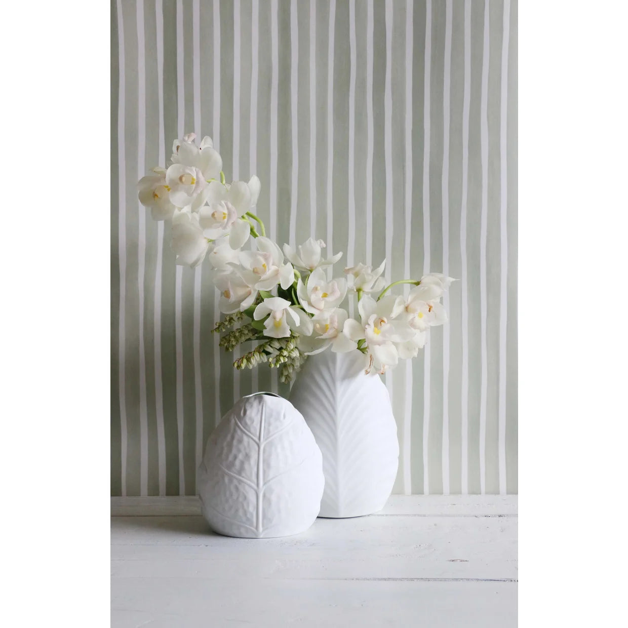 Leaf Vase in Matt White - Green Interior | CC Interiors | Avisons NZ