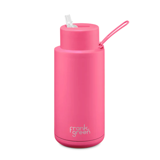 Frank Green 34oz Straw Bottle - Neon Pink | Avisons NZ