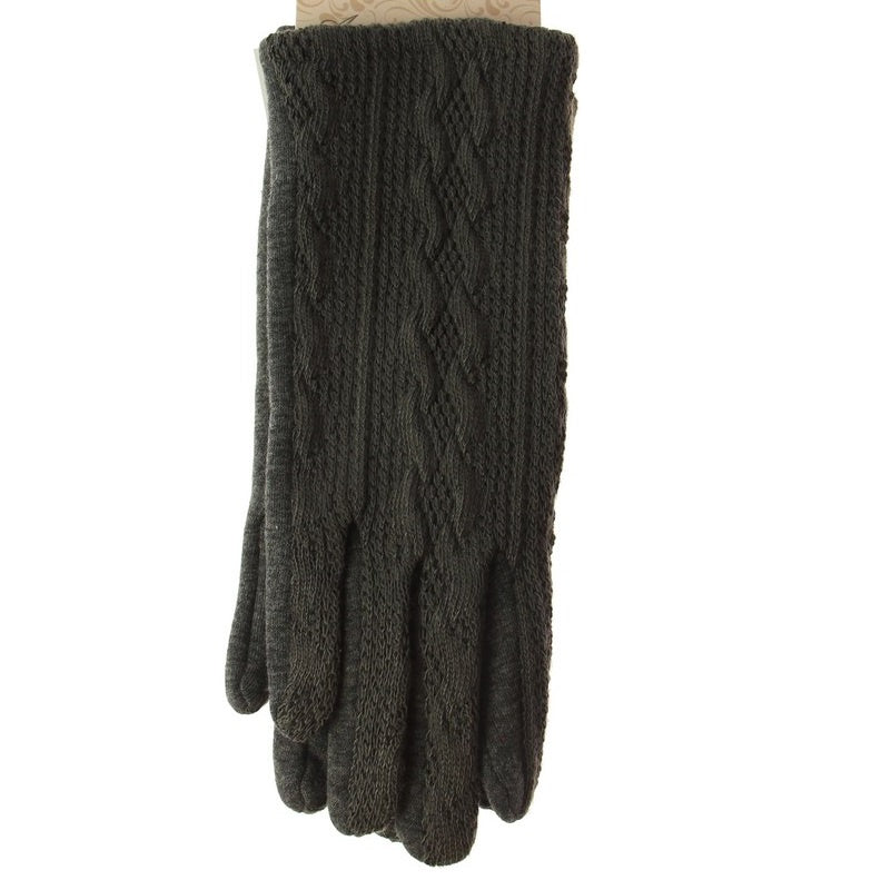Patterned Knit Gloves - Grey